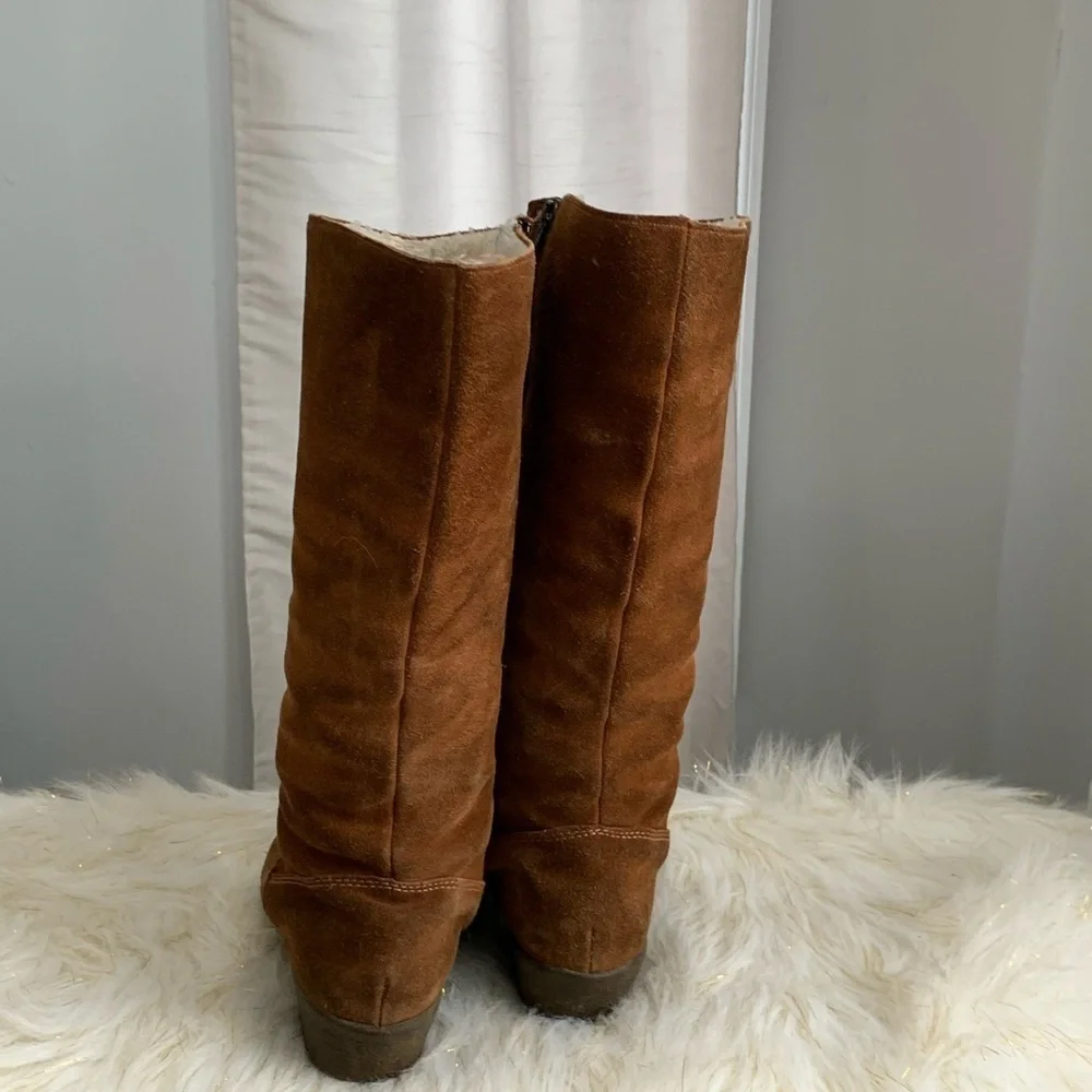 Aquaboots brown suede leather fur lined boots 7